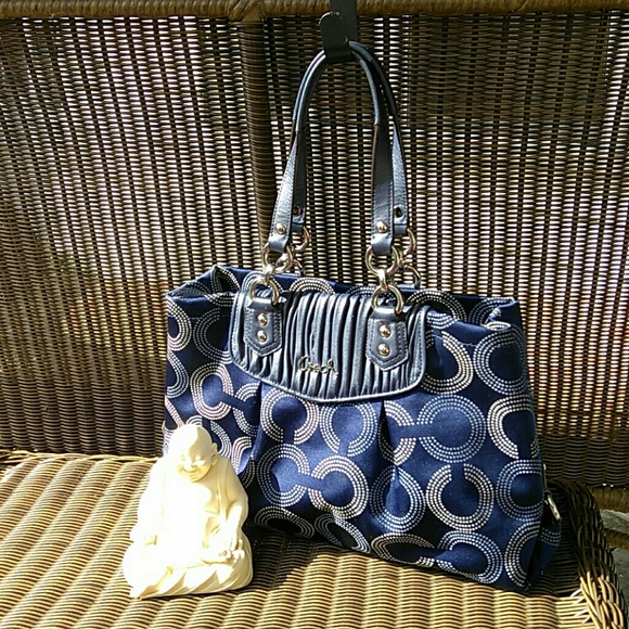 Coach Handbags - Coach Ashley Gathered Dotted Op Art Carryall Bag